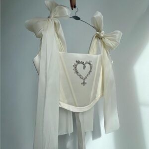 White Corset with Silver Heart Embellishment